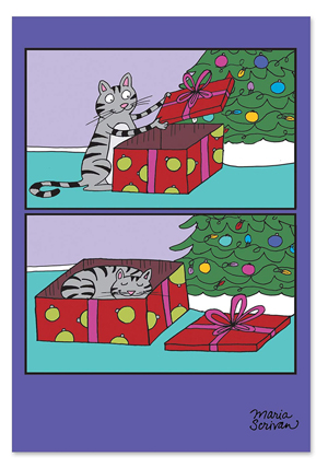 set of cat christmas cards