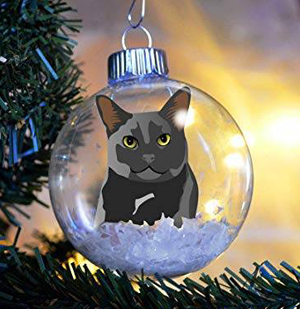 AC-99CB Cute Black Bobtail Cat Christmas Tree Bauble Decoration Gift 