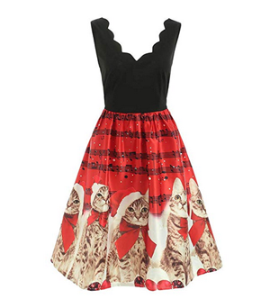 cat christmas dress womens