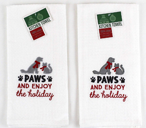 cat christmas kitchen tea towels
