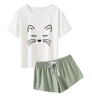 sets of cat pajamas sleepwear for women