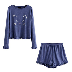 sets of cat pajamas sleepwear for women