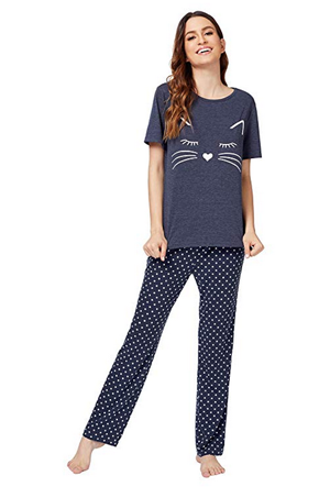 sets of cat pajamas sleepwear for women