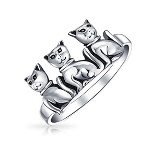 sterling silver cats rings for women
