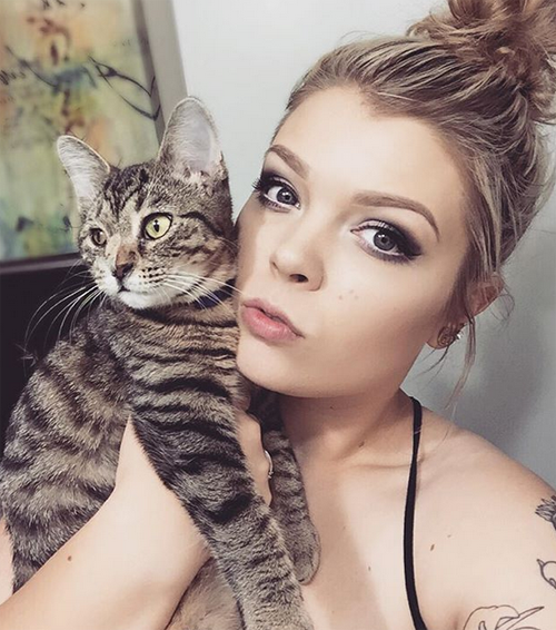 tabby cat with small eye and nose