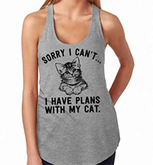grey gray cat tank tops for women