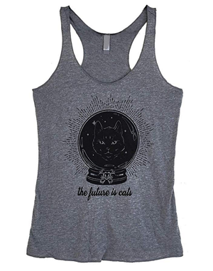 grey gray cat tank tops for women