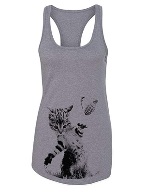 grey gray cat tank tops for women