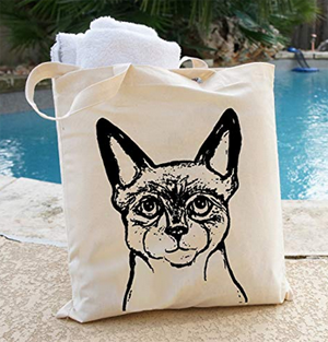 cotton canvas cat tote bags