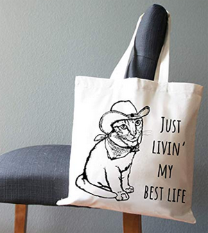 cotton canvas cat tote bags