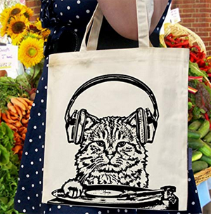 cotton canvas cat tote bags
