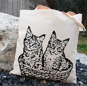 cotton canvas cat tote bags