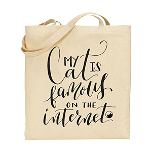 cotton canvas cat tote bags