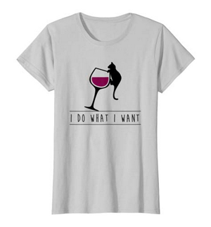 cat and wine t shirt