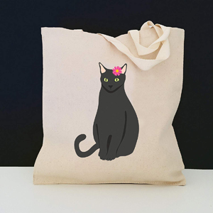 cotton canvas cat tote bags