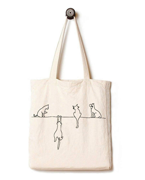 cotton canvas cat tote bags