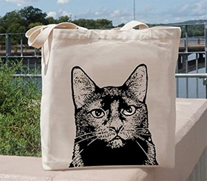 cotton canvas cat tote bags