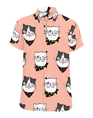 Cat print button down shirt sale