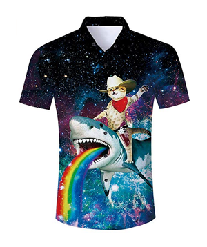 INTERESTPRINT Mens Slim Fit Long Sleeve Casual Button Down Dress Shirt Colorful Galaxy Space