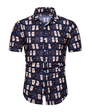 cat print dress shirt