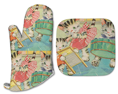 cat oven mitts pot holders