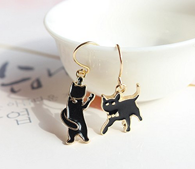 black cat earrings