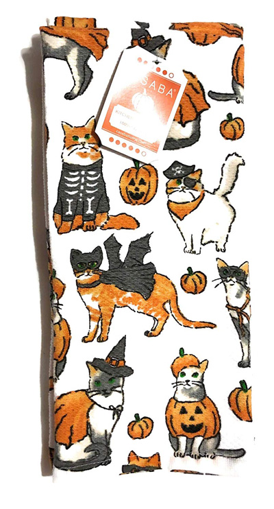 Halloween Black Cat Kitchen Towel - Fall Tea Towel - Halloween Kitchen –  Running Frog Studio