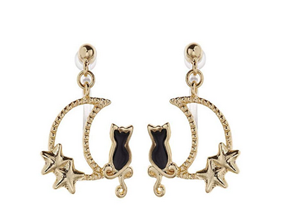 Celestial Cat Earrings With Moons And Stars – Meow As Fluff
