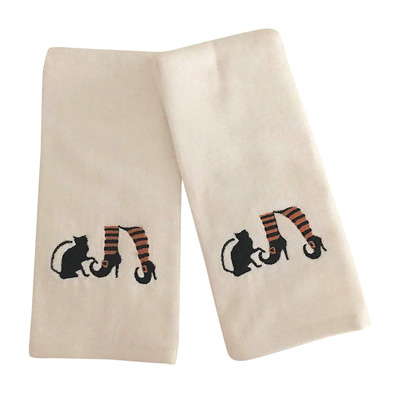 halloween cat kitchen tea towels