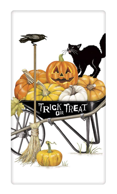 2 NEW FALL AUTUMN HALLOWEEN COTTON KITCHEN TOWELS BLACK CATS IN