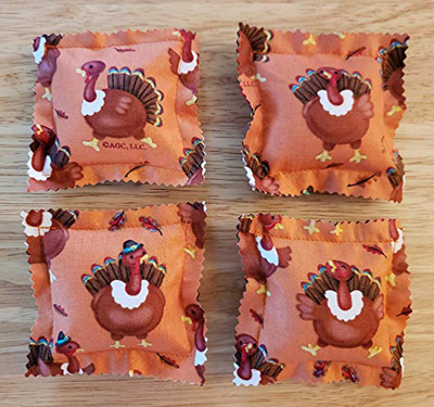 Gobble Gobble Set of 4 Cat Pumpkins Cats Turkeys Catnip Ravioli Pillow Toys Kittens Thanksgiving