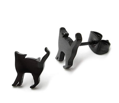 black cat earrings