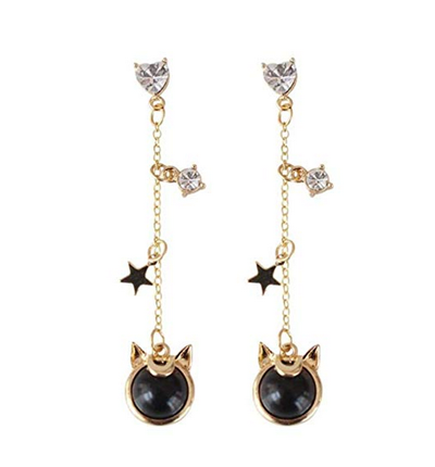 Romantic Fantasy Universe Stars Blue Sky Dangle Cute Cat Alloy Earrings For Women Girls Fashion Jewlery Gift