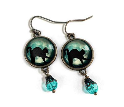 black cat earrings