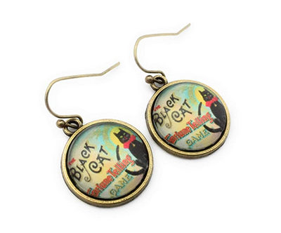 black cat earrings