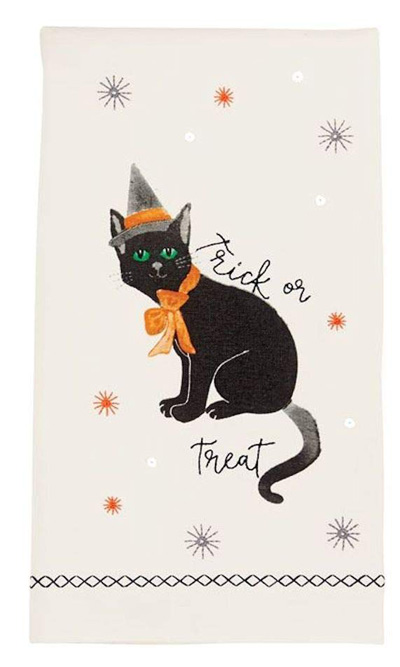 halloween cat kitchen tea towels