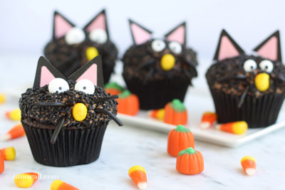 halloween cat cupcakes