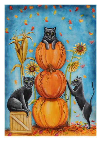 autumn fall cat flags