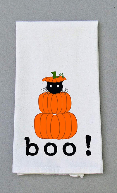halloween cat kitchen tea towels