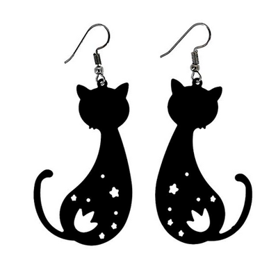 Black cat earrings Quirky earrings Handpainted earrings Veterinarian gift Artistic earrings Cat earrings Funny earrings