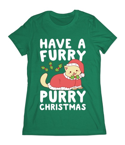 short sleeved christmas cat tshirts for women