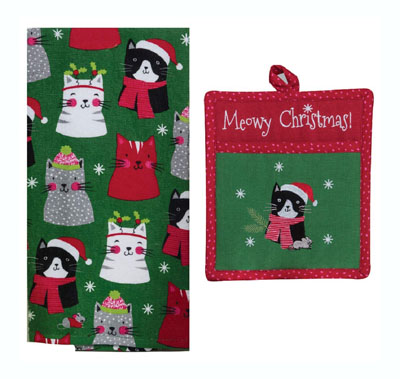 christmas kitchen towels and potholders