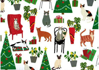 cat christmas wrapping paper