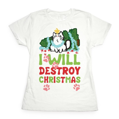 short sleeved christmas cat tshirts for women