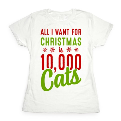 short sleeved christmas cat tshirts for women