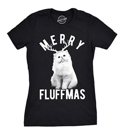 short sleeved christmas cat tshirts for women