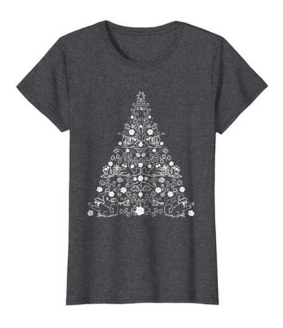 short sleeved christmas cat tshirts for women