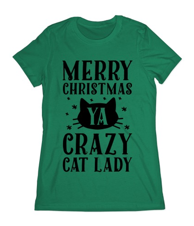 short sleeved christmas cat tshirts for women