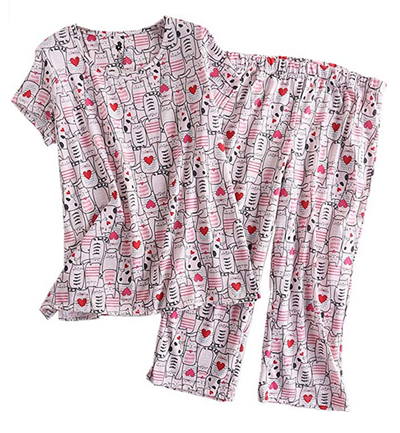 ENJOYNIGHT Women's Sleepwear Tops with Capri Pants Pajama Sets