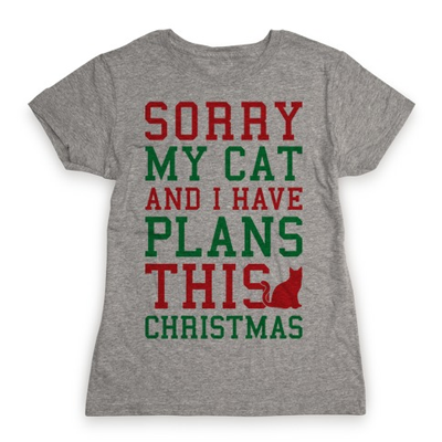 short sleeved christmas cat tshirts for women